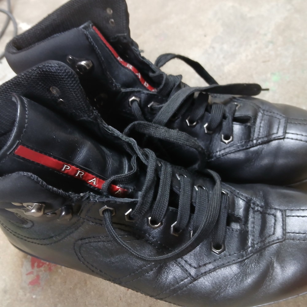 Prada Men's Black Leather Sneakers